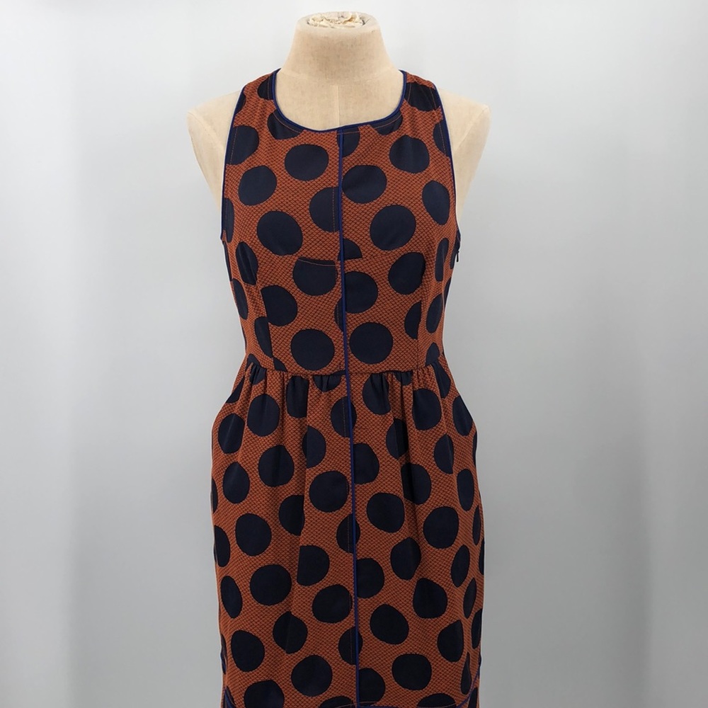 Anthropologie Maeve Rokin Pencil Polka Dot Dress Orange Women’s Size 8